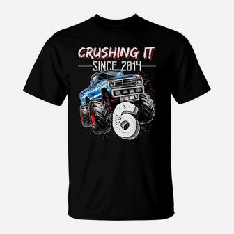 Crushing It Since 2014 6Th Birthday Monster Truck Gift Boys T-Shirt | Crazezy AU