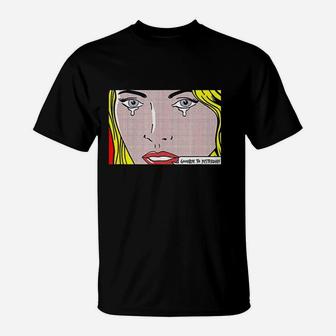Crying Blond Woman Pop Art Lovers T-Shirt | Crazezy
