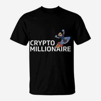 Crypto-Millionaire Blockchain Rocketship Investment Gift T-Shirt | Crazezy AU