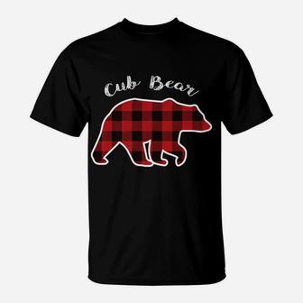 Cub Bear | Kids Red Plaid Christmas Pajama Family Gift T-Shirt | Crazezy AU