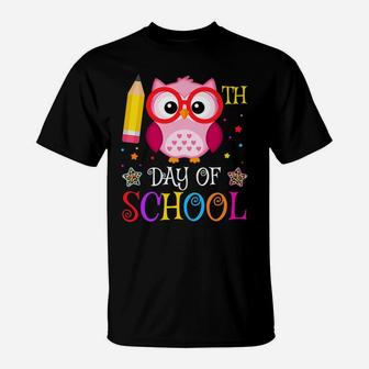 Cute 100Th Day Of School Owl Lover Gift Kids Girls Leopard T-Shirt | Crazezy CA