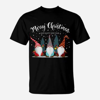 Cute And Funny Gnome Merry Christmas And Happy New Year T-Shirt | Crazezy