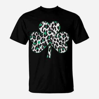 Cute Animal Shamrock Leopard Print St Patricks Day Design T-Shirt | Crazezy