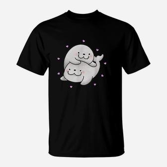 Cute Baby Harp Seal Couple Sea Animals Lover T-Shirt | Crazezy