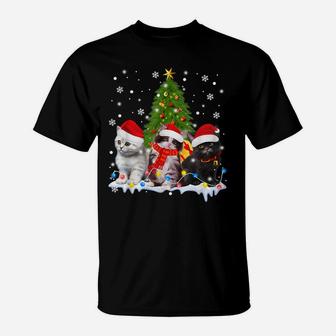Cute Cat Christmas Tree Ornament Decor Cat Lovers Owner Xmas T-Shirt | Crazezy