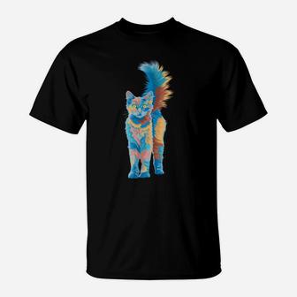 Cute Cat Gift For Kitten Lovers Colorful Art Kitty Adoption T-Shirt | Crazezy CA