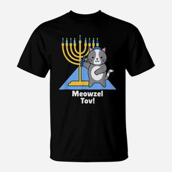Cute Cat Hanukkah Meowzel Tov T-Shirt - Monsterry CA