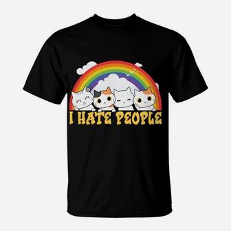 Cute Cat - I Hate People T-Shirt | Crazezy