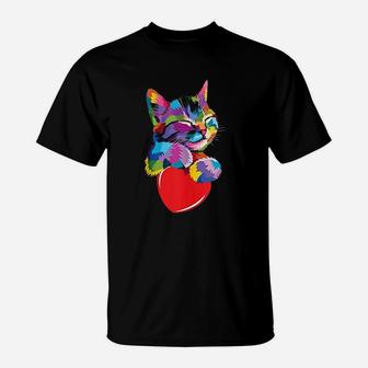 Cute Cat Lovers Colorful Art T-Shirt | Crazezy