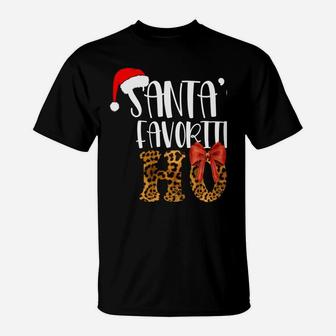Cute Cheetah Santa's Favorite Ho Christmas T Shirts Women T-Shirt | Crazezy DE