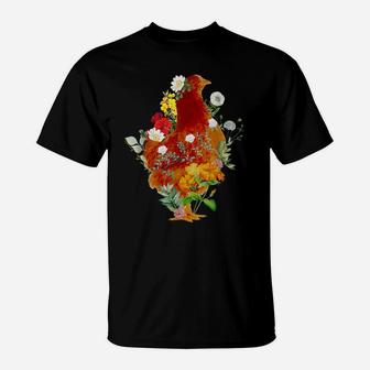Cute Chicken Vintage Floral Botanical Flower Garden Tee T-Shirt | Crazezy