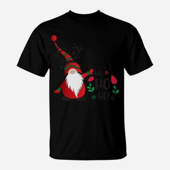 Cute Christmas Ho Ho Ho Xmas Elf With Reindeer Antlers Sweatshirt T-Shirt | Crazezy DE