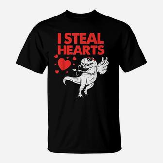Cute Cupid Trex Dinosaur Boys Valentines Day I Steal Hearts T-Shirt - Monsterry AU