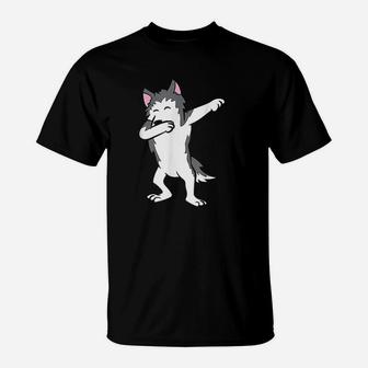 Cute Dabbing Husky Dog Love Huskies Kids Husky T-Shirt | Crazezy