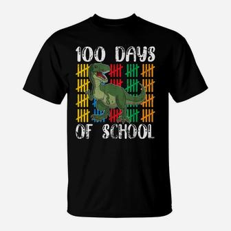 Cute Dinosaur Student Boys Kids Gift 100 Days Of School T-Shirt | Crazezy
