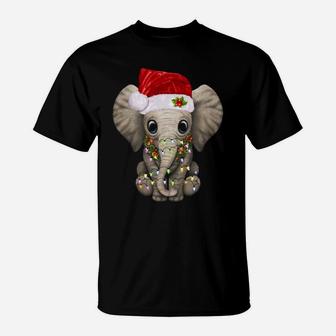 Cute Elephant Christmas Light Funny Elephant Lover Xmas Gift Sweatshirt T-Shirt | Crazezy DE