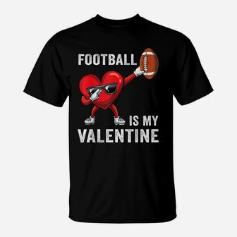 Cute Football Lover Heart Dabbing Valentines Day Boys Gift T-Shirt | Crazezy