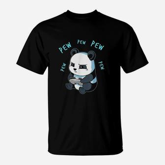 Cute Gaming Panda Pew Video Game Computer Player T-Shirt | Crazezy