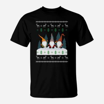 Cute Garden Gnomes Xmas Elf Holiday Ugly Christmas T-Shirt | Crazezy CA