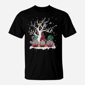 Cute Gnome Buffalo Plaid Christmas Tree Light Ugly Santa Hat Sweatshirt T-Shirt | Crazezy DE