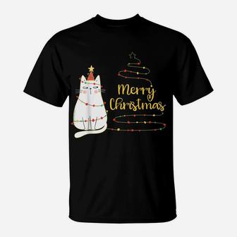 Cute Holiday Cat Tree "Merry Christmas" Cat Lovers T-Shirt | Crazezy DE