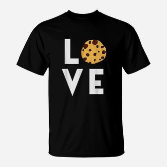 Cute I Love Chocolate Chip Cookies Funny Baking Gift Foodie T-Shirt | Crazezy