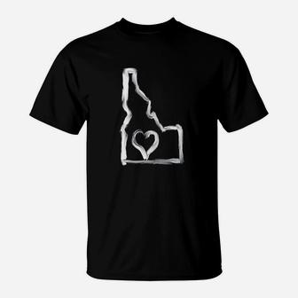 Cute Idaho Love State Outline With Heart T-Shirt | Crazezy AU