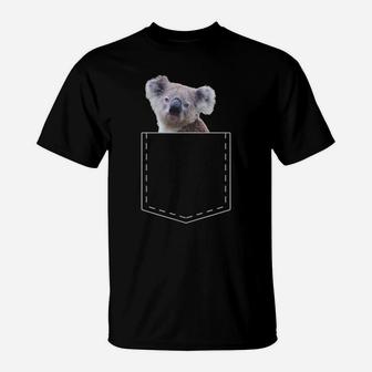 Cute Koala Gift Funny Pocket For Men Women Girls Boys T-Shirt | Crazezy