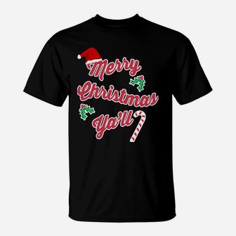 Cute Merry Christmas Ya'll For Southerners T-Shirt | Crazezy DE