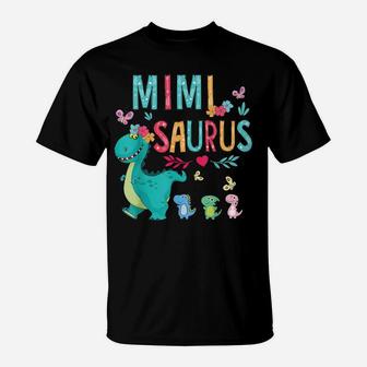 Cute Mimisaurus Flower Butterfly Dinosaur Mother's Day T-Shirt | Crazezy UK