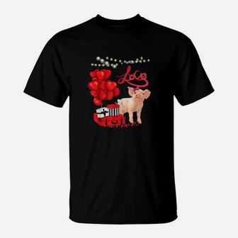 Cute Pig Heart Valentines Day Farm Animal Pig T-Shirt - Monsterry DE