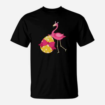Cute Pink Flamingo Easter Egg Pink Ribbon T-Shirt - Thegiftio UK