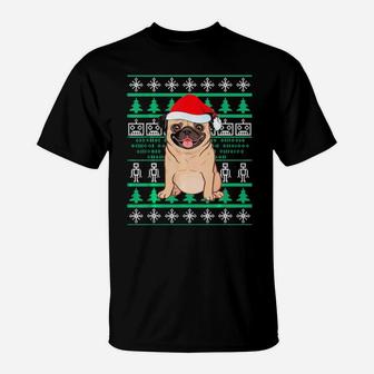 Cute Pug Chritsmas Costume Funny Xmas Ugly Gift T-Shirt - Monsterry