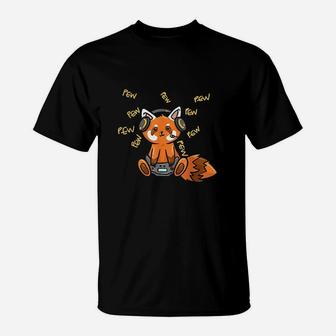 Cute Red Cat Gaming T-Shirt | Crazezy