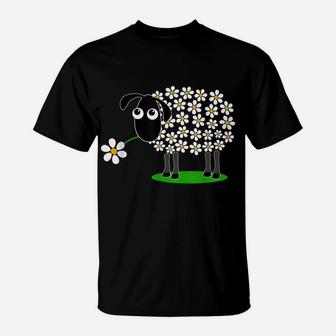 Cute Sheep With Flower Wool Gift For Girls Women Tee T-Shirt | Crazezy AU