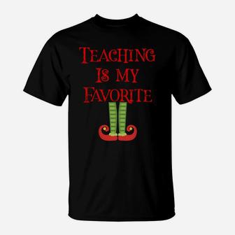 Cute Teaching Is My Favorite Elf Christmas Xmas Teacher Gift Sweatshirt T-Shirt | Crazezy