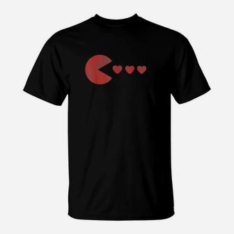 Cute Valentines Day For Girls Boys Gamer Hearts T-Shirt - Monsterry