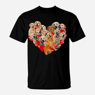 Cute Valentine's Day Golden Retriever Dog Heart Puppy T-Shirt - Monsterry