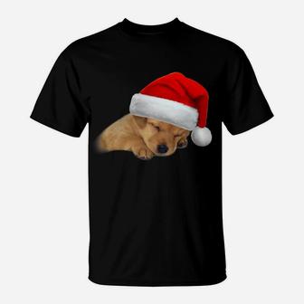 Cute Yellow Lab Puppy Shirt Dog Santa Hat Christmas Gift T-Shirt | Crazezy UK