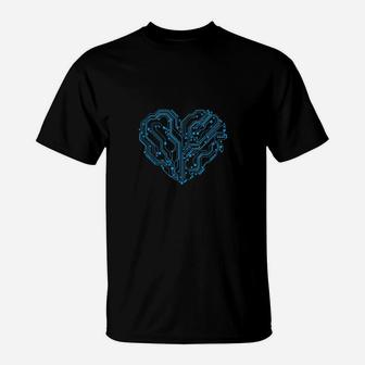 Cyber Circuit Heart Valentines Day Engineer Programmer Coder T-Shirt - Monsterry UK