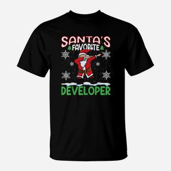 Dab Santas Favorite Developer Christmas Santa Dabbing T-Shirt - Monsterry