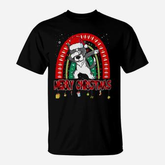 Dabbing Border Collie Dog Boho Rainbow Funny Christmas T-Shirt | Crazezy