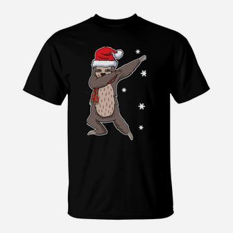 Dabbing Dab Funny Snowflakes Sloth Christmas Santa Claus Sweatshirt T-Shirt | Crazezy