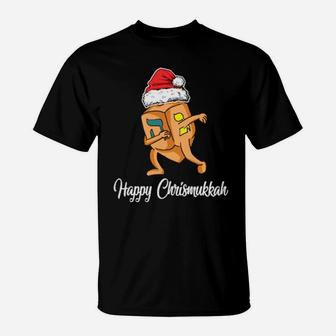 Dabbing Dreidel Santa Happy Chrismukkah Hanukkah Costume T-Shirt - Monsterry
