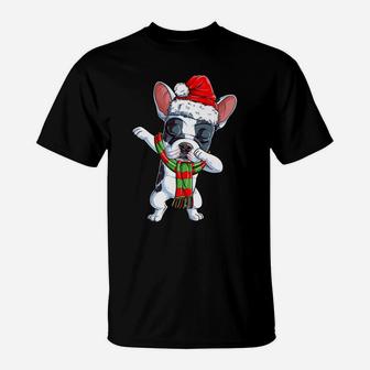 Dabbing French Bulldog Santa Christmas Gifts Kids Boys Xmas T-Shirt | Crazezy