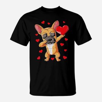 Dabbing French Bulldog Valentines Day Dog Heart T-Shirt - Monsterry CA