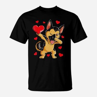 Dabbing German Shepherd Valentines Day Dog Heart T-Shirt - Monsterry DE
