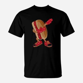 Dabbing Hot Dog Cool American Hot Dog Sandwich Gift T-Shirt | Crazezy