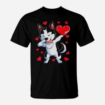 Dabbing Siberian Husky Valentines Day Dog Heart T-Shirt - Monsterry UK
