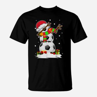Dabbing Snowman Soccer Christmas Funny Dab Ball Gift T-Shirt | Crazezy
